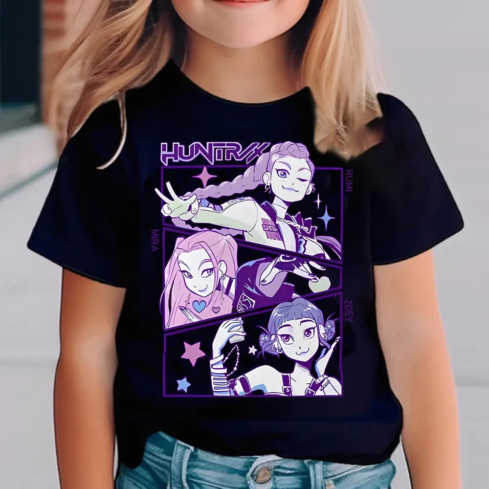 Kpop demônios caçadores crianças t camisa de manga curta bonito kpop demônios caçadores tigre harajuku tshirt para meninos meninas