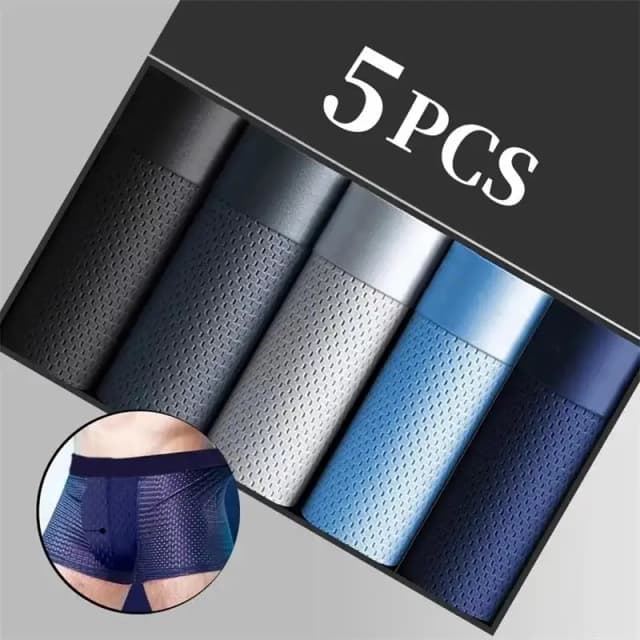 5 pçs/roupa interior masculina calcinha sexy boxer malha respirável cor sólida briefs fino boxer conforto boxer buraco de bambu tamanho grande