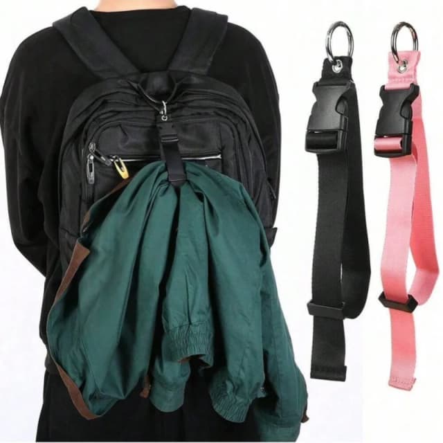 Mochila com alça fixa para bagagem de viagem, alça externa portátil com fivela de liberação, alça de bagagem, cinto, suporte para jaqueta