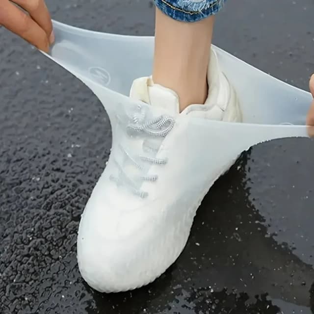 1 par de capas de sapato de borracha para uso ao ar livre, capas de sapato impermeáveis de silicone, capa de sapato de dia chuvoso, chuva antiderrapante reutilizável