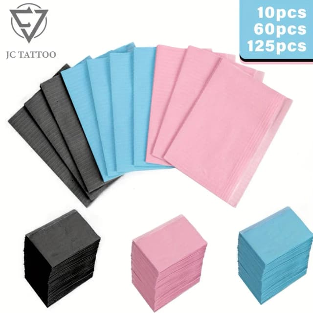 Jc tatuagem 125 pçs babadores dentais toalhetes de limpeza de tatuagem descartáveis 13 "x 17" folha impermeável de 3 camadas para tecnologia de unhas tatuagem clínica dentária