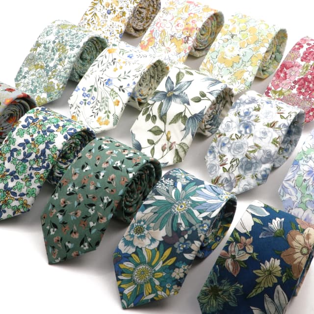 Novo chique floral gravata 100% algodão gravata para homens lindo padrão de flor cravat cor clara casual estreito terno magro acessório