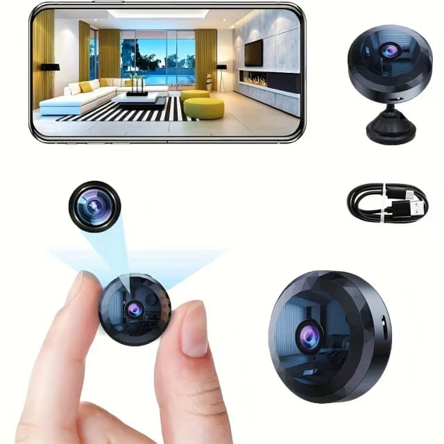 Mini câmera de segurança wi-fi sem fio com visão noturna, detecção de movimento, bateria recarregável, fácil de montar e controle por aplicativo