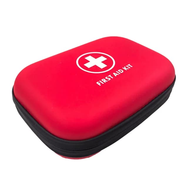 Kit de primeiros socorros compacto com estojo rígido e mosquetão – Bolsa médica de emergência portátil para atividades ao ar livre, viagens e casa