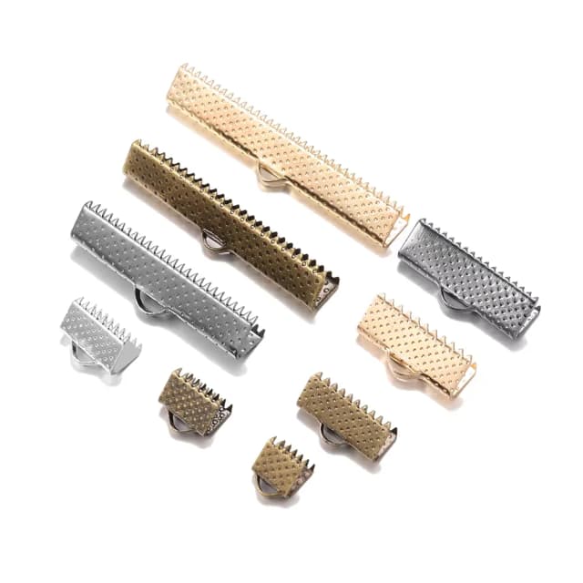 10-50 pçs crimpagem contas cove fechos cabo tampas de extremidade corda fita clipe de couro conectores dobráveis suprimentos para diy jóias descobertas