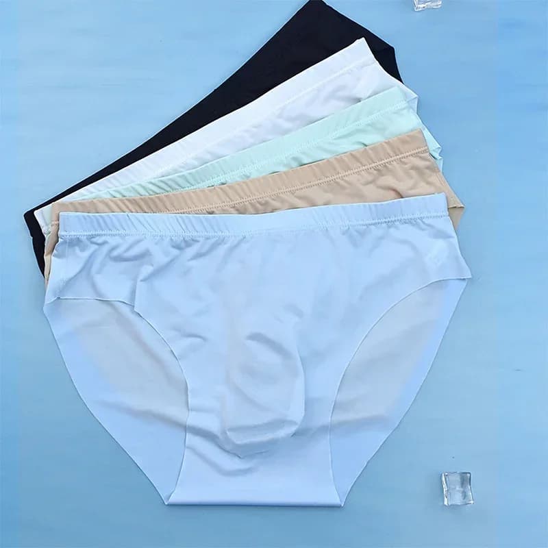 Cuecas de seda gelo masculinas 3d verão novo ultra-fino transparente sem costura sexy de secagem rápida na moda respirável calcinha