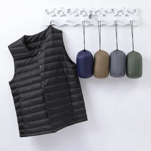 Sem mangas para baixo forro colete masculino 2023 novo outono inverno ultra leve empacotável quente pato branco para baixo jaquetas colete masculino