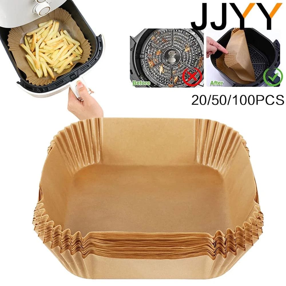 Forro de papel descartável para fritadeira a ar, forros quadrados de papel para forno, à prova de graxa e à prova de água para assar e cozinhar