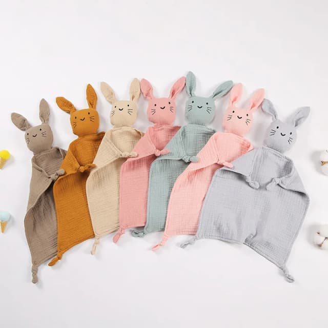 Musselina cobertor de segurança recém-nascido acalmar apaziguar toalha 100% algodão orgânico gato coelho brinquedo ins bebê consolador adorável
