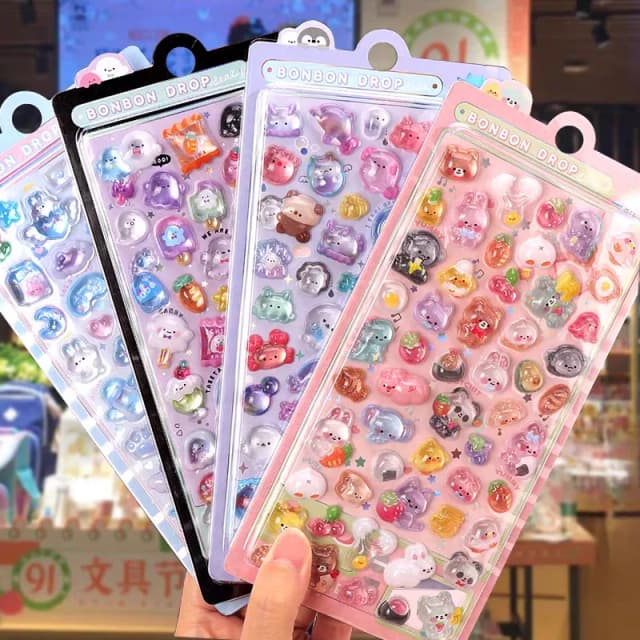 1 pc 3d alívio adesivos scrapbooking bonito adesivo estético criativo doces fantasma coelho gota diy diário papelaria adesivo papel