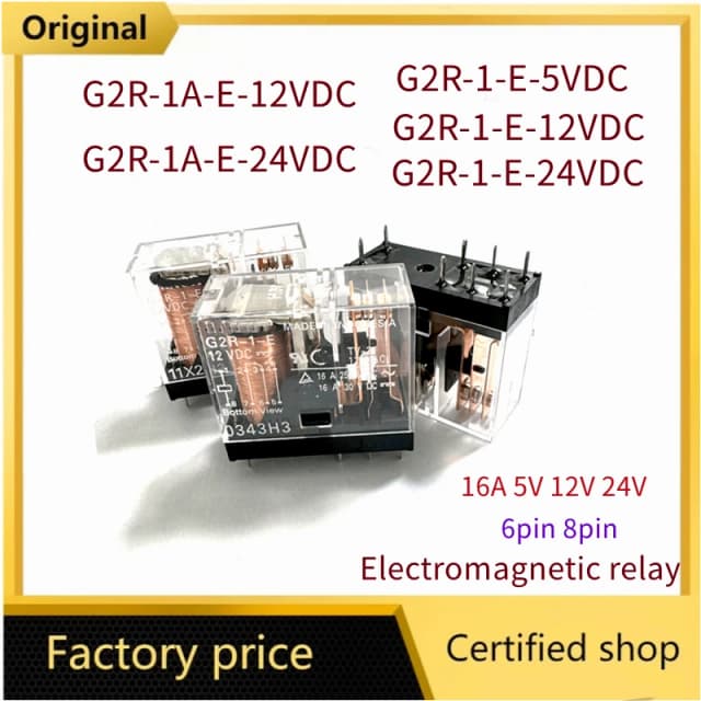 G2R-1 1A 1-E -5VDC 12VDC 24VDC relé de potência 6 pinos 8 pinos 16A G2R-1A-E-12VDC G2R-1A-E-24VDC G2R-1-E-5VDC G2R-1-E-12VDC G2R-1-E-24