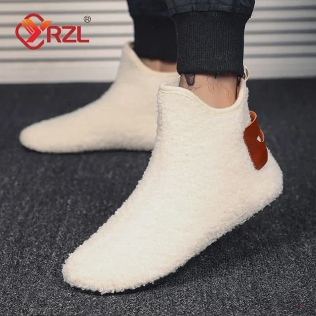 Yrzl sapatos de algodão de inverno dos homens de alta qualidade quente deslizamento em chinelos leves homens de pelúcia mocassins de algodão interior sapatos quentes de inverno