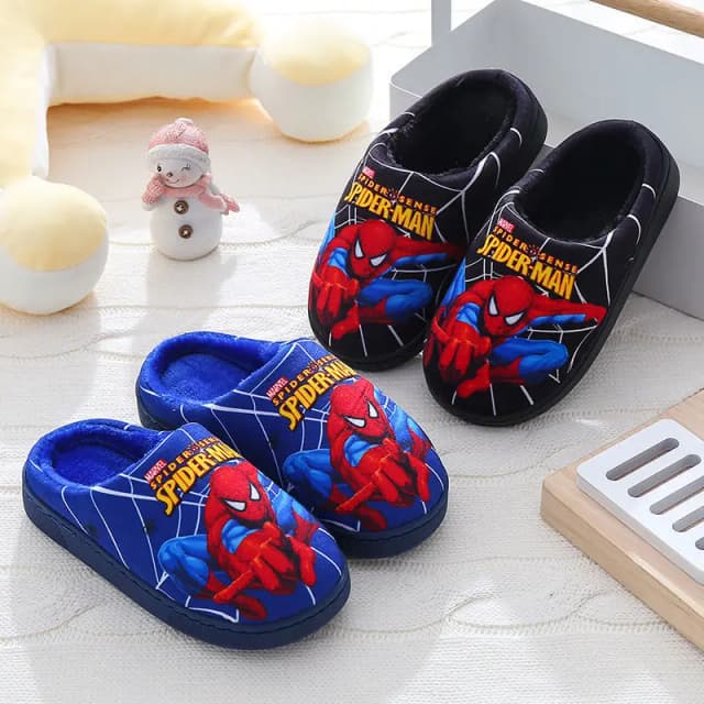 Chinelos de Algodão para Crianças com Tema do Homem-Aranha da Marvel, Quentes para o Inverno, para Meninos e Meninas, Calçados de Quarto para Mulheres e Homens
