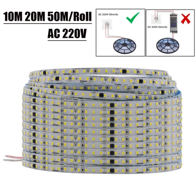 10m 20m 50m/rolo ac 220v 240v tira led sem necessidade de driver ip44 3000k 4000k 6000k 2835 120leds/m fita flexível corda luz