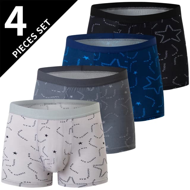 4/5 pçs tamanho europeu e americano masculino impresso moda boyshort confortável cintura masculina plus size roupa interior sexy tronco de natação