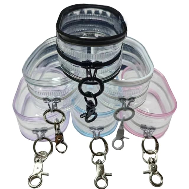 Transparente Plastic Storage Box, Mystery Pouch com Keychain, Cute Doll Bag, Organização, Dustproof Case, Jewelry Organizer, 1Pc