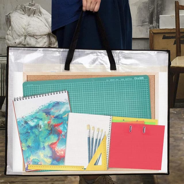 Art Portfolio Saco De Armazenamento, Grande Capacidade Portfolio Organizer com bolso, Art PVC Poster, 25x19"
