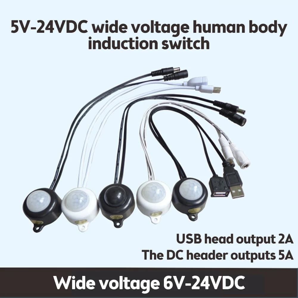 Dc5v12v24v usb corpo infravermelho pir sensor de movimento interruptor detector sensor de movimento humano interruptor dc para luz led