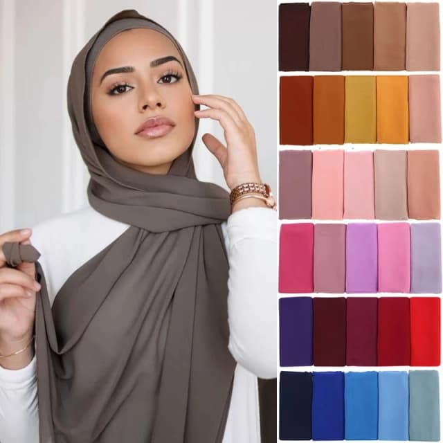 Muçulmano chiffon hijab cachecol feminino longo cor sólida cabeça envoltório para mulheres hijabs cachecóis senhoras véu muçulmano camisa hijabs