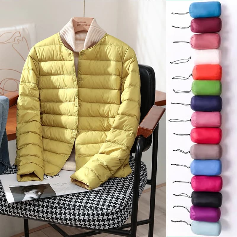 2023 recém chegados outono inverno quente feminino pato branco para baixo jaquetas finas moda feminina ultra leve embalável casacos puffer