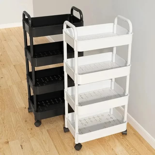 Cozinha multi-camadas organizador multifuncional móvel carrinho de cozinha quarto com rodas organizador de lanches domésticos