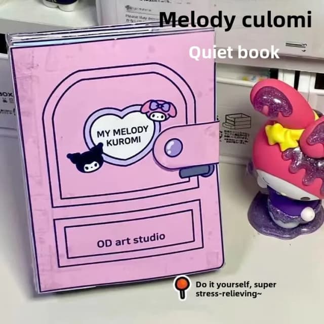 Livro silencioso diy sanrio corte livre kuromi melodia brinquedo livro caseiro conjunto completo corte livre livro silencioso