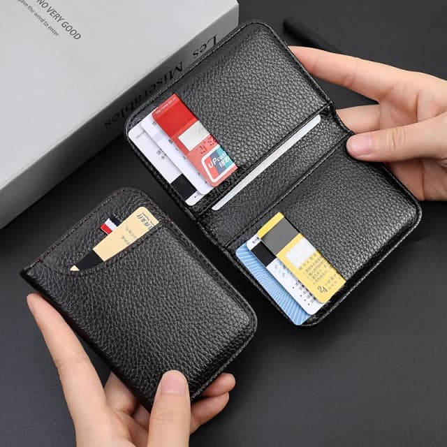 Portátil super fino macio carteira de couro do plutônio mini cartão de crédito carteira bolsa titular do cartão carteira masculina fina pequena carteiras curtas