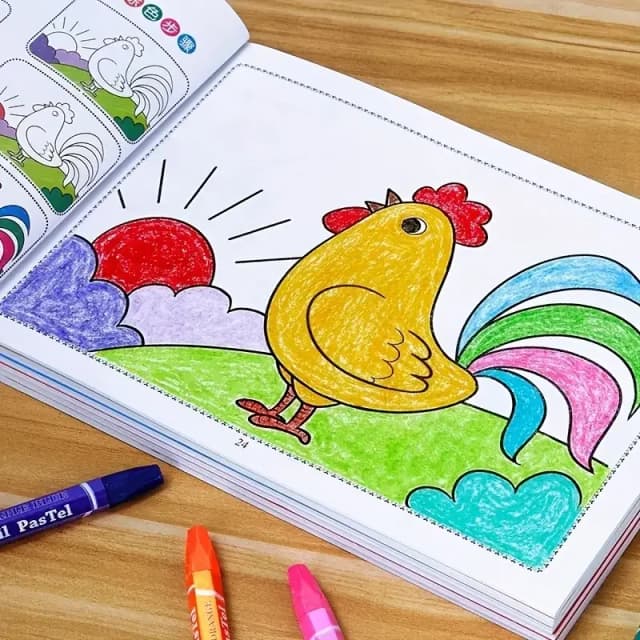 Livro de colorir para crianças de 46 páginas, desenho e pintura, materiais de arte educacional para aprendizagem criativa, presente para meninos e meninas, V chinês
