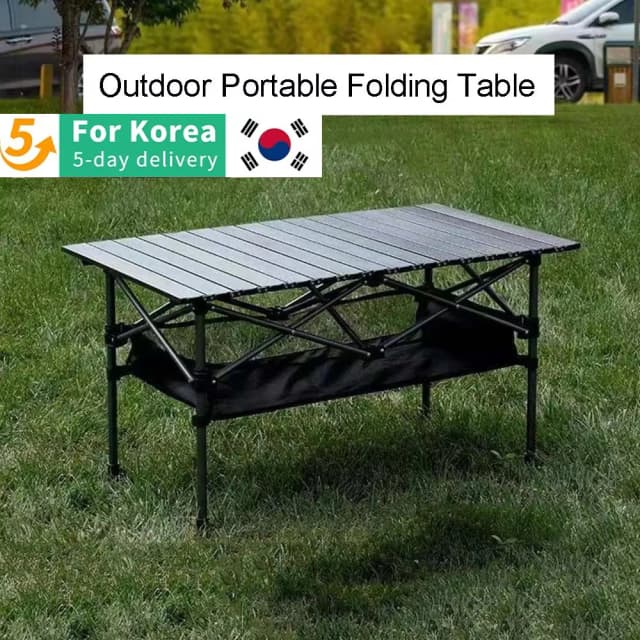 Mesa longa dobrável ao ar livre armazenamento portátil preto mesa de acampamento churrasco fácil instalar com saco líquido luz estável