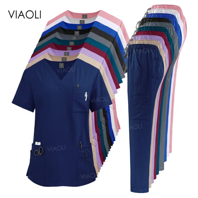 Uniforme médico esfrega hospital trabalho esfrega conjunto atacado enfermagem esfrega uniformes mulheres cuidados de saúde farmácia clínica roupas de trabalho