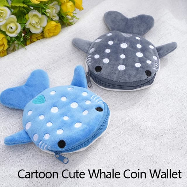 Bonito dos desenhos animados baleia tubarão moeda bolsa kawaii carteira portátil saco de moedas de pelúcia chave fone de ouvido bolsa de armazenamento de moedas saco com zíper crianças presente