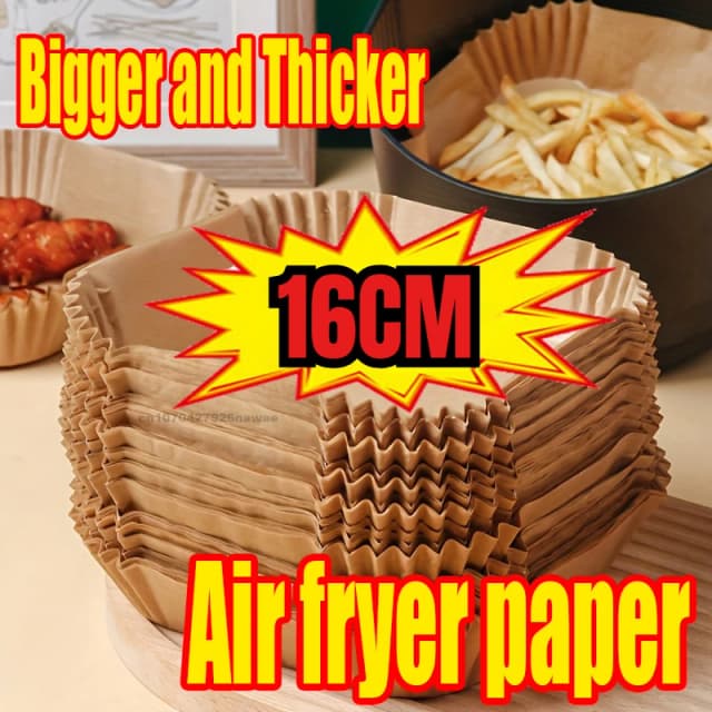 50 pçs/set fritadeira de ar papel descartável pergaminho polpa de madeira vapor cheesecake fritadeira de ar acessórios papel de cozimento para fritadeira de ar