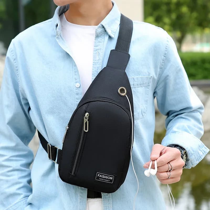 Bolsa de peito de náilon para homens multifuncional casual moda tendência bolsa de ombro para esportes ao ar livre versátil crossbody saco