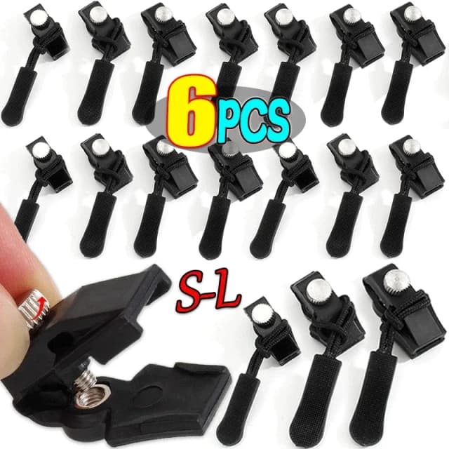 1/6 pçs kit de reparo de zíper universal instantâneo reparação de zíper substituição dentes deslizantes cabeça de zíper de resgate para 3 tamanhos diferentes