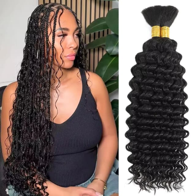 Trança de cabelo humano onda profunda em massa cabelo humano 100g sem trama feixes de cabelo humano micro cabelo de trança humano para tranças boho
