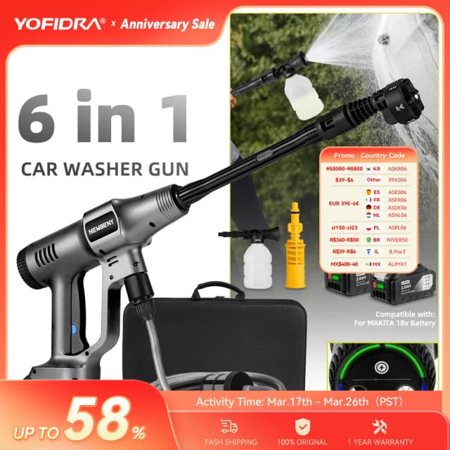 3500w 200bar sem escova elétrica lavadora de alta pressão sem fio eficiente carro jardim limpeza pistola ferramenta para makita 18v bateria