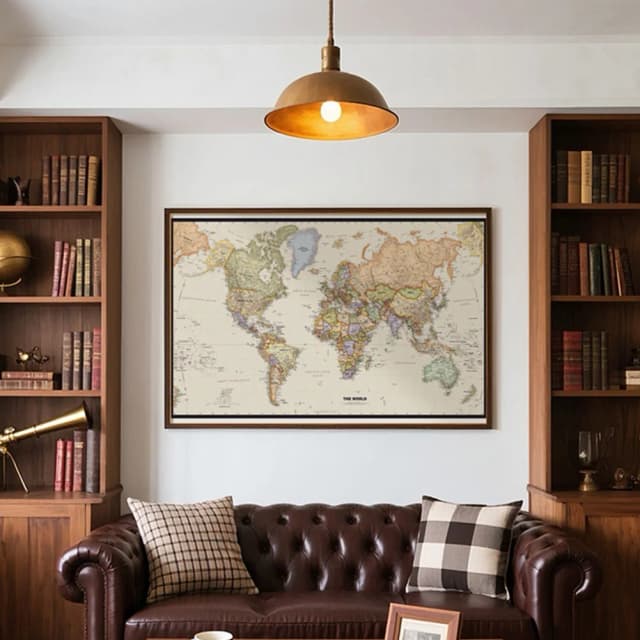 O mapa do mundo 225*150cm grande cartaz não tecido mapa detalhado das cidades principais em cada país para educação escola escritório decoração
