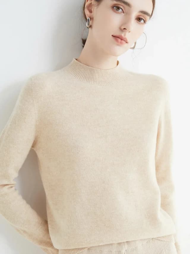 Aossviao 2025 outono inverno sólido mock-neck pulôver camisola feminina para malhas casuais roupas femininas básicas macias topos