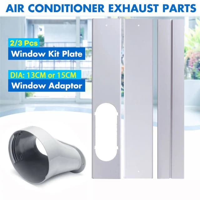 Kit de janela de ar condicionado portátil, placa deslizante, adaptador ajustável, proteção contra vento, mangueira de escape, acessórios de conector, 2/3 peças