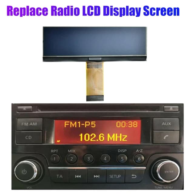 Tela de LCD para Nissan Juke Qashqai X-Trail Frontier Nota Navara Suzuki Equador, Rádio FM Substituir Pixel