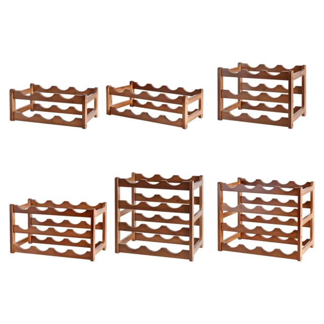 Rack de vinho de madeira, superfície lisa, decoração, material grosso, exibição de vinho tinto para bar, sala de jantar, sala de estar, casa