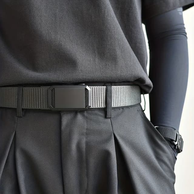 Cinto masculino com fivela de metal automática, cinto tático de trabalho ao ar livre, fivela automática desdentado para cintos de lona esportivos