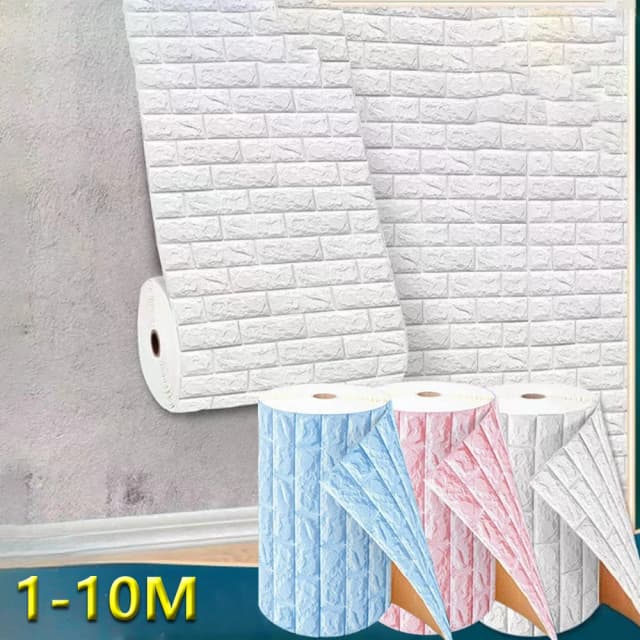70cm x 1/2/3/5/10m padrão de tijolo adesivo de parede decoração pvc 3d papel de parede à prova dwaterproof água adesivo para quarto das crianças casa