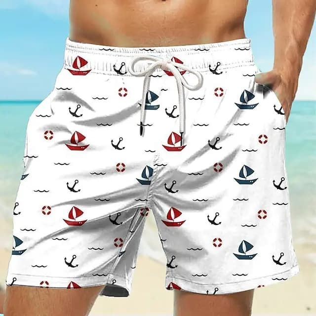 Calções de natação secagem rápida masculino, calções prancheta, troncos de cordão, elástico, secagem rápida, havaiano, casual, preto, branco, micro-elástico
