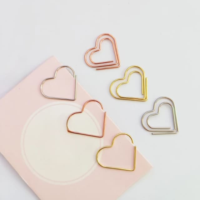 Coração Metal Clipes De Papel, Binder Clip, Mini Bookmark, Livro Encadernação Nota, Decoração Papelaria, Escola e Material de Escritório, 50 PCs/Set