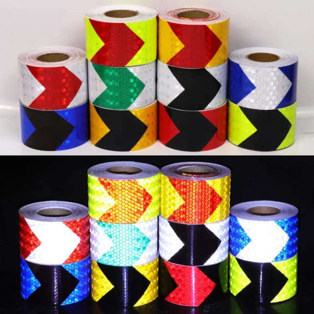3M Material Reflexivo Fita Adesiva Fluorenscent Amarelo Seta Vermelha Adesivos Decalque Moto Noite Ciclismo Segurança Fitas Refletor
