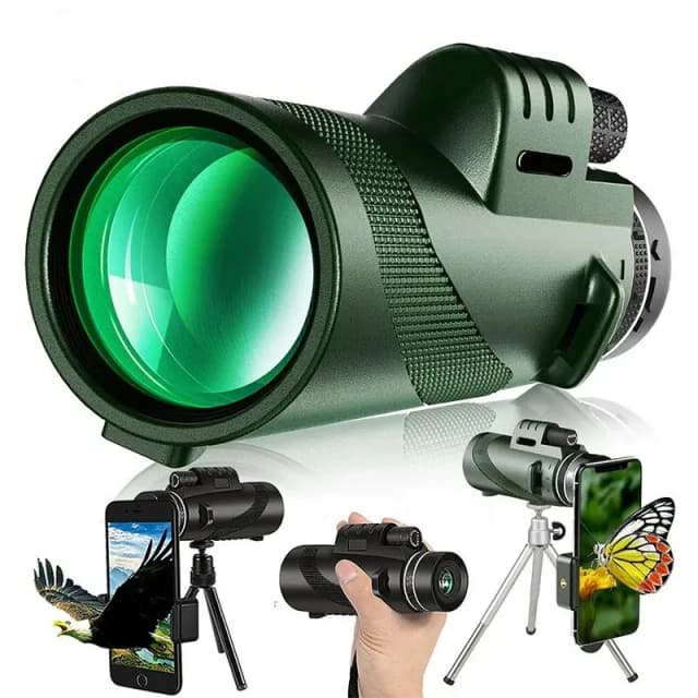 Portátil Mini Poderoso Zoom Telescópio HD, Longa Distância, 5000m, Dobrável, Caça, Esportes, Ao Ar Livre, Acampamento, Viagem