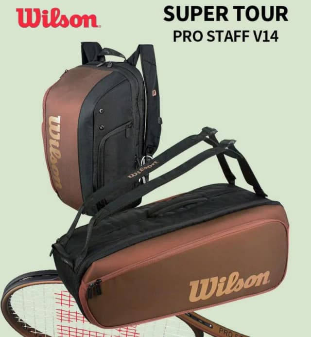 Wilson saco de raquete de tênis v14 9 pacote mochila de raquete de grande capacidade com compartimento para sapatos saco de esportes super tour pro saco de raquete