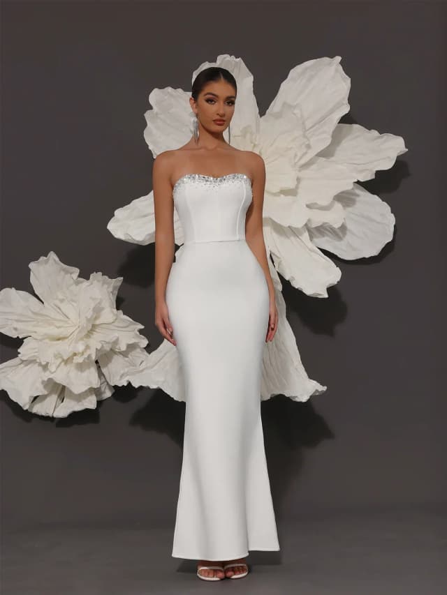 Vestido de bandagem branco luxo 2024 vestidos de bandagem mulher de alta qualidade elegante vestido de festa de cocktail vestido de noite
