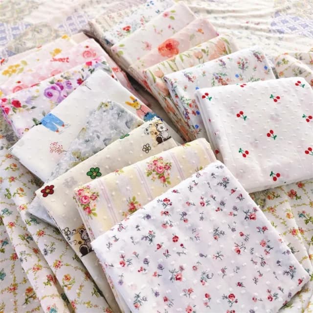 Algodão puro flor bordado pastoral pequeno floral roupas tecido verão camisola artesanal decoração do bebê meninas tecido